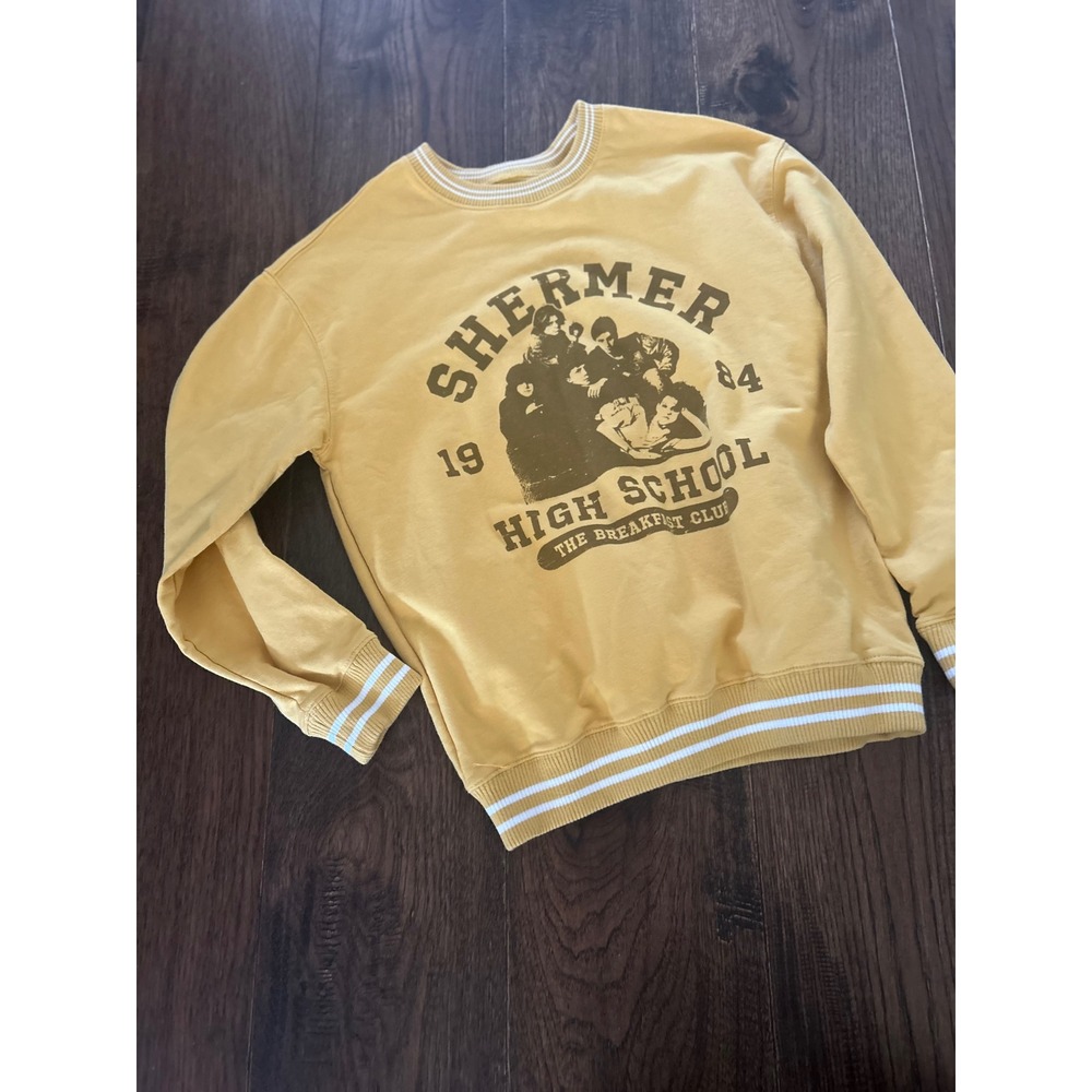 The Breakfast Club Shermer High School 1984 Graphic Sweatshirt Yellow Small